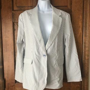 NWT Alice Hope White with Blue Stripes Jacket X-Large